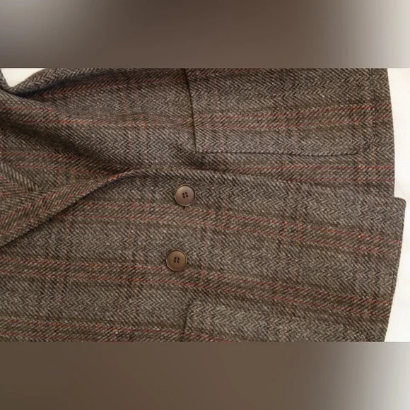 Vintage 80s S.B. II By Bitterman Women's Wool Plaid & Herringbone Blazer Jacket - Picture 6 of 11